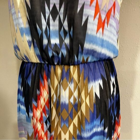 Xhilaration braided details spaghetti straps Aztec print high low maxi dress - Picture 3 of 13